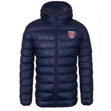 West Ham United FC Mens Quilted Jacket Hooded Winter Coat Adults Official Soccer