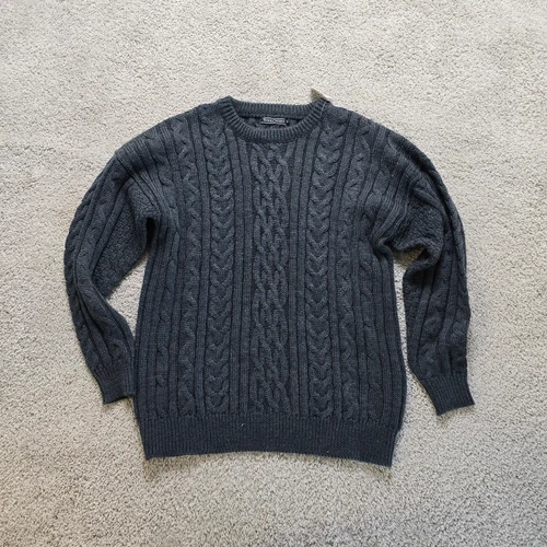 Wool Lovers Woolovers neuf avec étiquette pull tricoté câble pêcheur vert propre USA XL