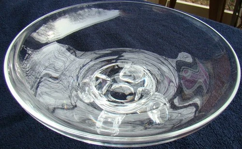 1942 John Dreves ART GLASS 7909 Signed Steuben 10 3/4" Crystal Scroll Feet Bowl