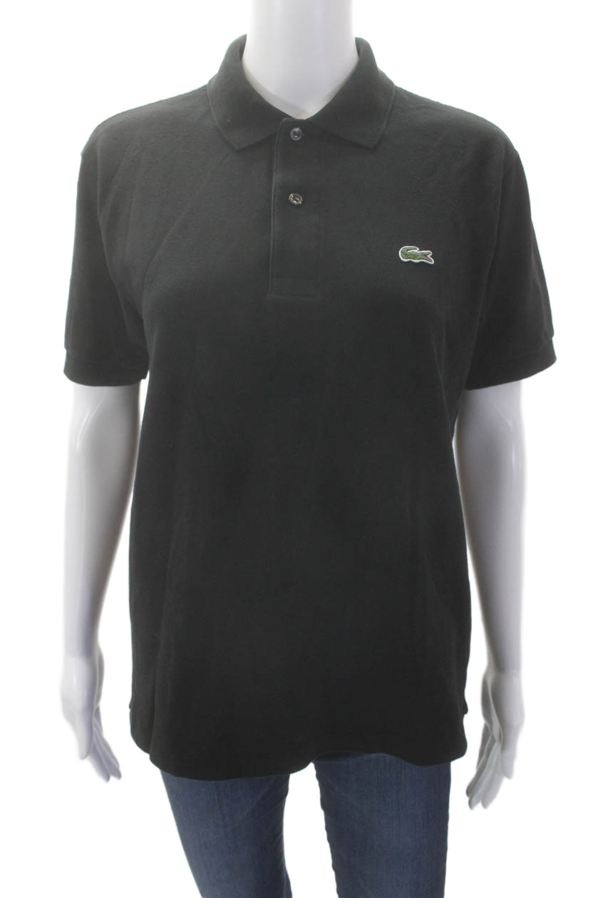 Lacoste Womens Cotton Colared Short Sleeve Pullover Polo Shirt Black SIze 3