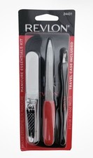 New Revlon Manicure Essentials Kit Cuticle Trimmer Nail Clip Emeryl Buffer Case