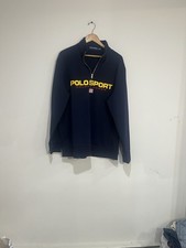 Polo Sport Ralph Lauren USA Flag Navy Blue Sweater 1/4 Zip Pullover Size S RL