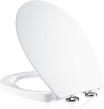 Soft Close Toilet Seat White UF Quick Release Top Fix Hinges Oval