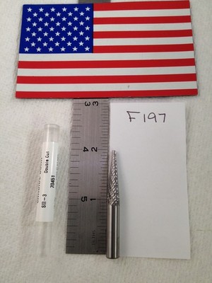 1 NEW HTC 1/4'' SHANK CARBIDE BURR SM-3 cone DOUBLE CUT 70451. 1'' LOC (F197)