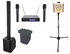 Rockville TITAN ARRAY V2 Karaoke Machine System Subs Wireless Mics Tablet Stand