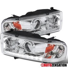 Fit 1994-2001 Dodge Ram 1500 2500 3500 LED Strip Projector Headlights Left+Right