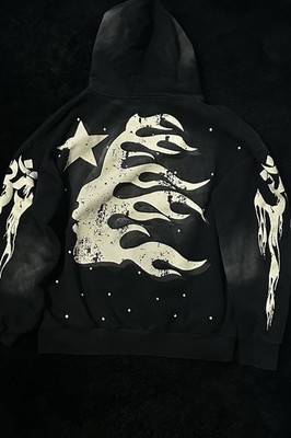 Hellstar Black Cotton Hoodie M Unisex Long Sleeve Kangaroo Pocket