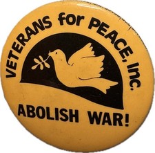 Veterans For Peace Inc Abolish War 1980s Black Yellow Dove Olive Branch Pinback