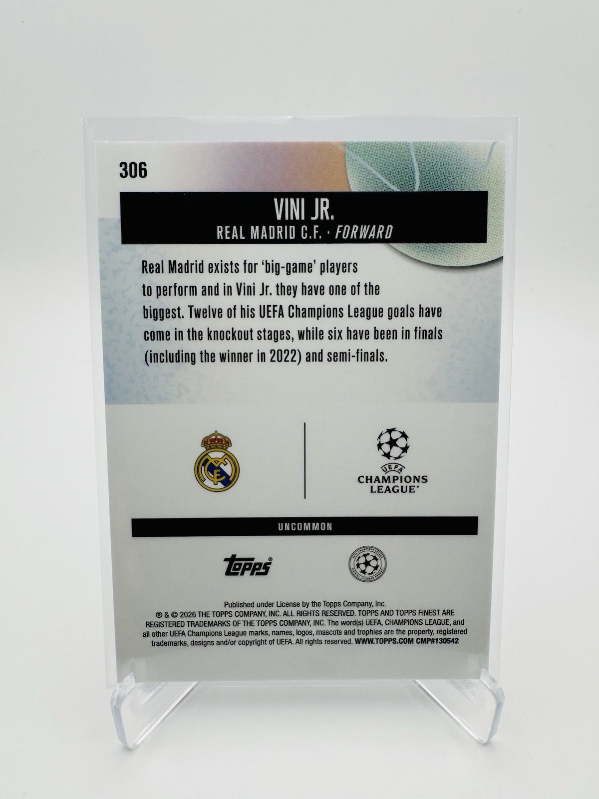 2025-26 Topps Finest UEFA Vini Jr. - Uncommon Blue Checkerboard /75 view 2
