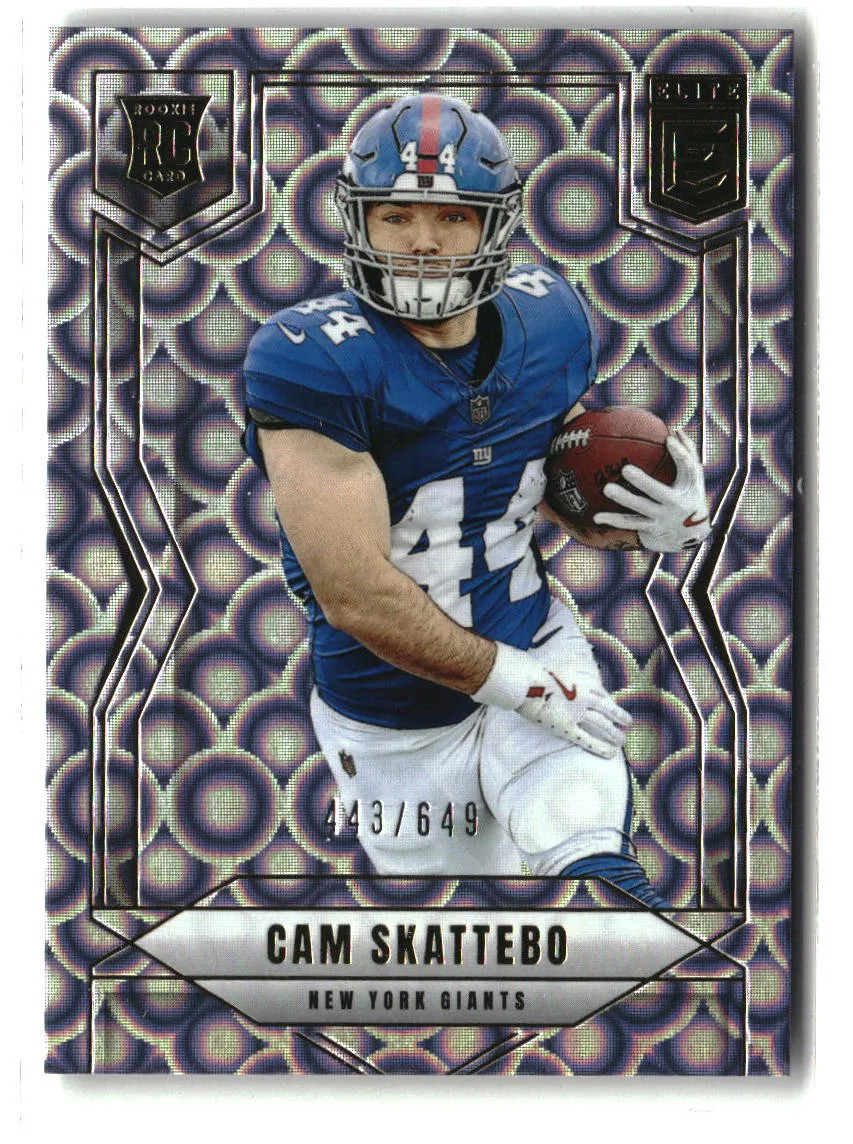 Cam Skattebo 2025 Panini Donruss Elite Lavender Pyramids #153 443/649