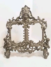 Vintage Victorian Rococo Baroque Brass Figural Cherub Double Picture Frame