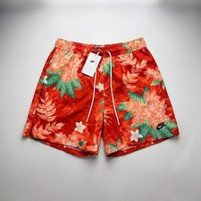 Nike Club Flow Shorts Mens Medium Floral Red Orange Swim Trunks NWT HV4610