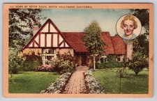 Bette Davis Tudor Home Inset Portrait North Hollywood California Postcard