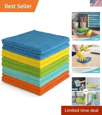 10-Pack Microfiber Cloths 12"x12" - Perfect for Dusting  Washing