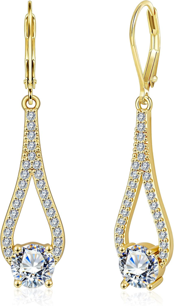 Silber 925 Ohrringe HäNgend Damen Lange Zirkon Tropfenohrringe-image