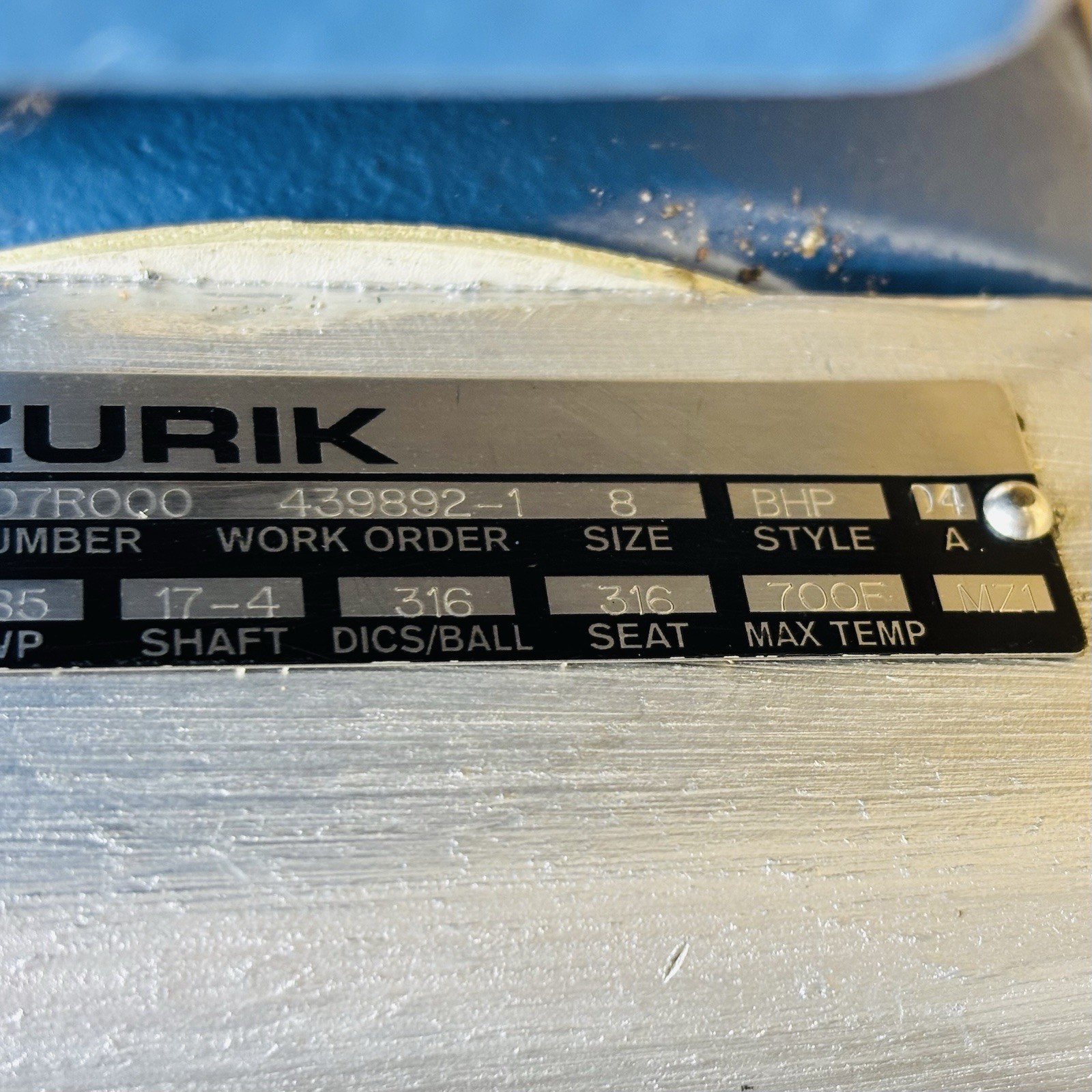 DeZURIK 8" 150# BHP 316 SS Butterfly Valve with Actuator & Controls