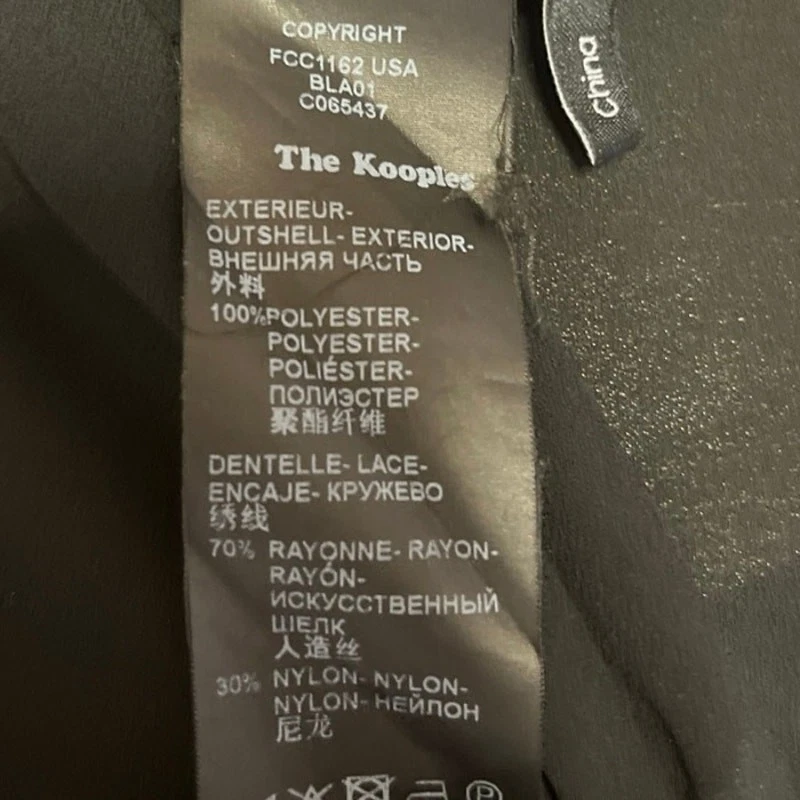 Blusa Camisa The Kooples Negra Borde de Encaje Abotonada Manga Larga Carrera Oficina 1 Foto 4 de 4