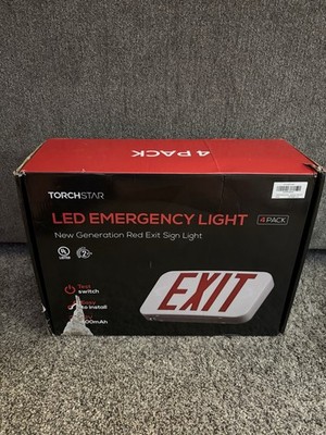 TORCHSTAR LED Exit Sign Emergency Light Battery Backup Double Face 4 Pack