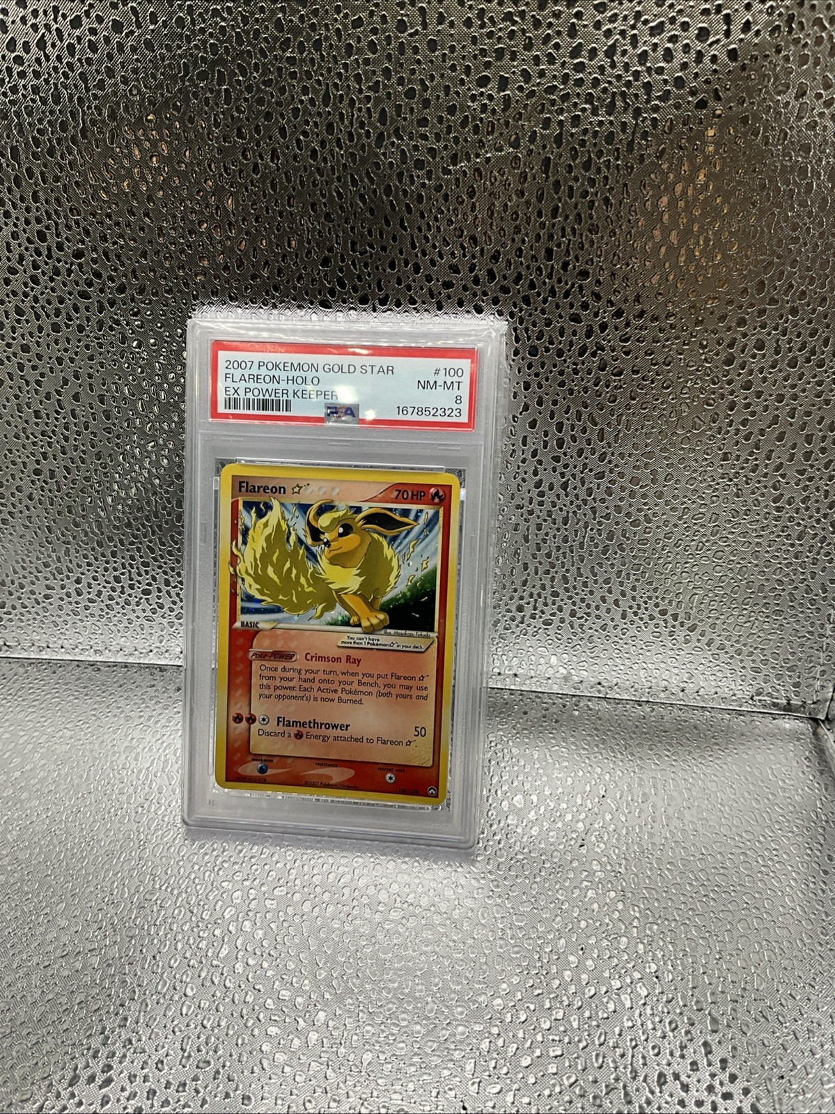 2007 POKEMON EX POWER KEEPERS GOLD STAR #100 FLAREON-HOLO PSA 8