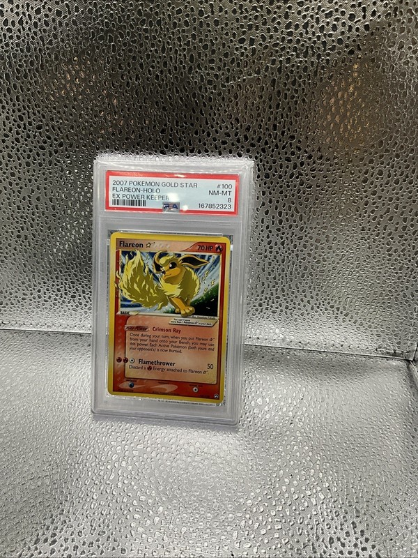2007 POKEMON EX POWER KEEPERS GOLD STAR #100 FLAREON-HOLO PSA 8