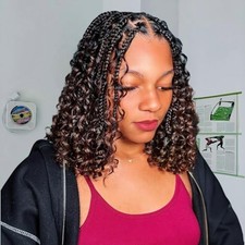 8 Packs Boho Goddess Box Braids Crochet Hair 10 inch T1B/4/30 Pre-looped Curly