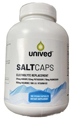 Unived Electrolyte Replacement SaltCaps 100 Vegan Capsules D3 Magnesium Sodium