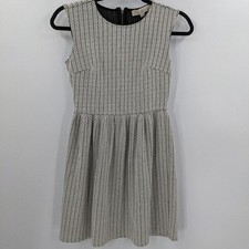 LOFT Dress Womens 0P Black White Sleeveless Fit and Flare
