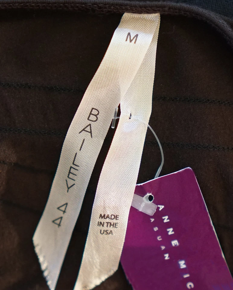 Camiseta sin mangas Bailey 44 talla M recortada con cinta chocolate Longline nueva con etiquetas Foto 4 de 4