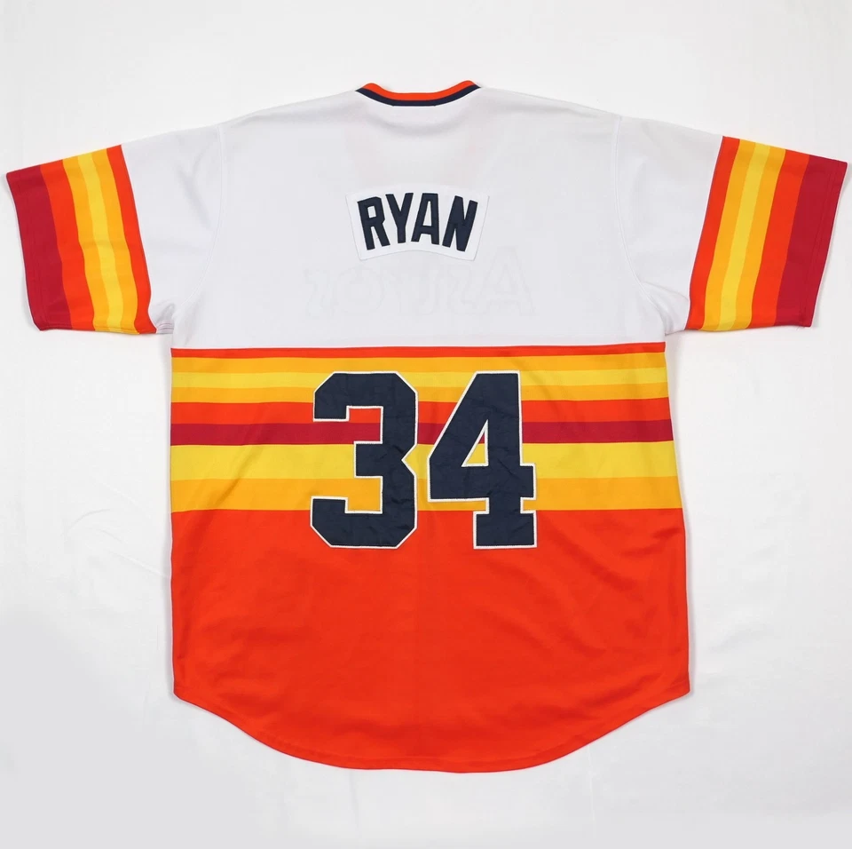 Houston Astros Nolan Ryan SEWN Mitchell & Ness Jersey Men's 2XL Sunrise Stripe - Image 2 of 4