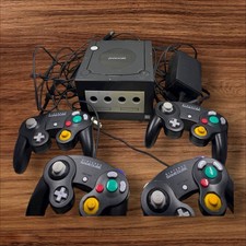 Nintendo Jet Black Gamecube Console Bundle System W/4 Controllers