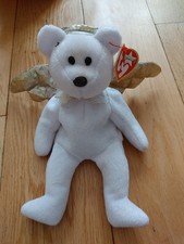 Rare Vintage 2000 Ty Beanie Babies Plush HALO II the Gold Winged Angel Bear 