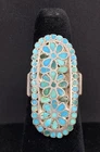 Vintage 925 Sterling Silver Turquoise Cluster Inlay Ring Southwestern Size 6