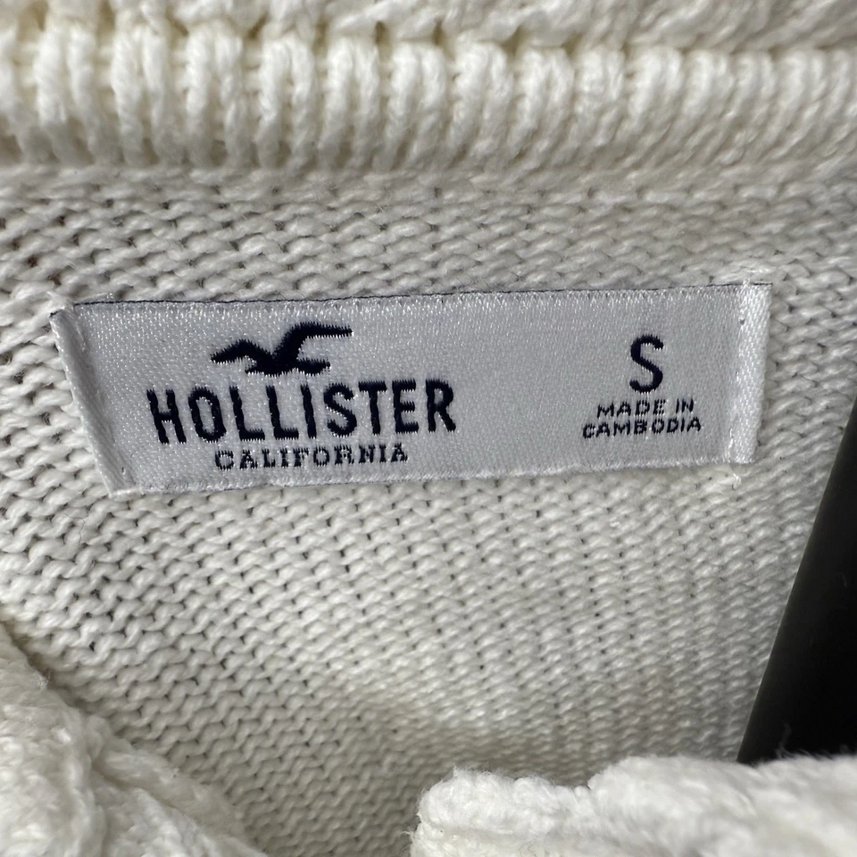 Suéter Hollister branco de malha com colarinho de botões pequeno - Imagem 4 de 4