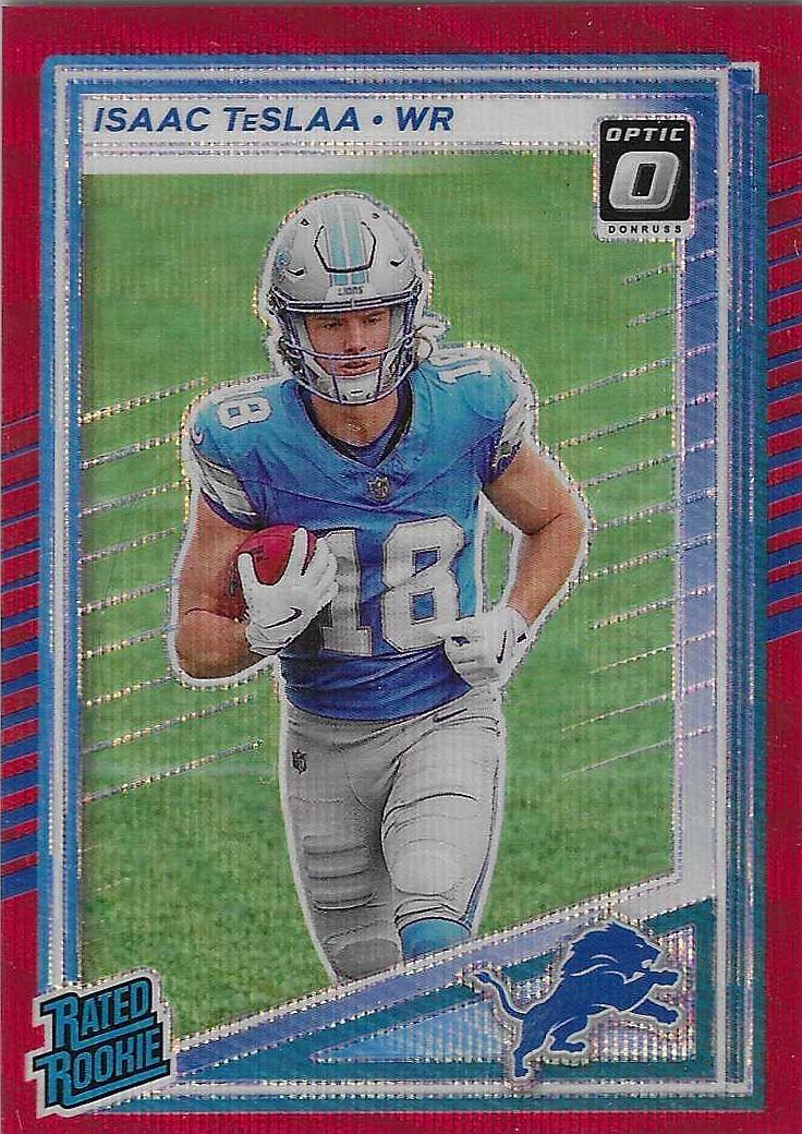 2025 Panini Donruss - Rated Rookie Isaac Teslaa #338 Optic Preview Red wave (RC)