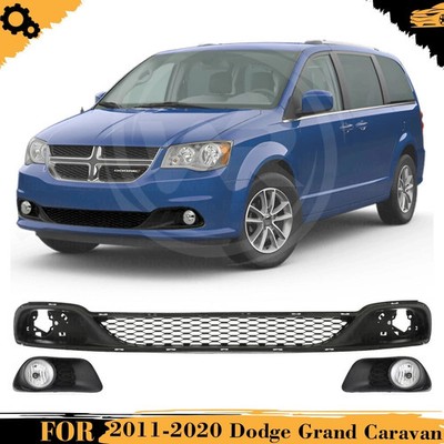 Front Lower Grille & Fog Light Pair For 2011-2020 Dodge Grand Caravan