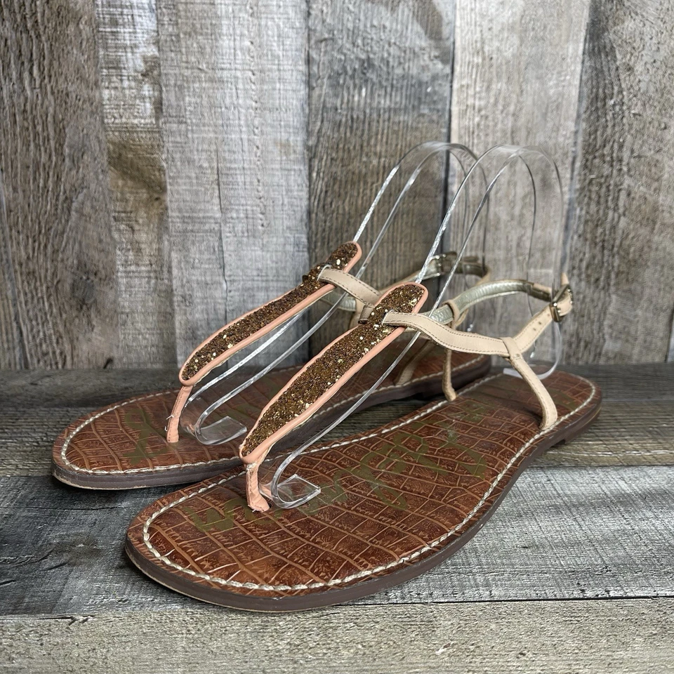 Sandalias de tanga Sam Edelman Gigi para mujer de cuero brillante con tiras talla 9 M Foto 2 de 4