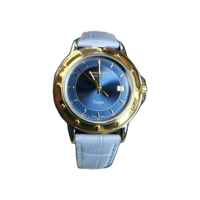 Raymond Weil TANGO Watch 5560 Blue Roman Dial 18 K Gold Plated.