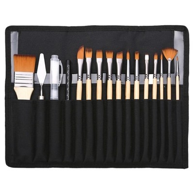 18Pcs Nylon Paint Brush with Roll Up Bag for Acrylic Gouache Watercolor Painting