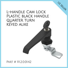 L-HANDLE LATCH KEY ALIKE CAM LOCK PLASTIC BLACK CABINET BOX PANELS 111.2.0.01.42
