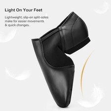 Tent Leather Upper Jazz Shoe Slip-on for Women and Men's Dance Shoes Black 8M