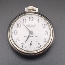 Westclox Scotty Pocket Watch Shock Resistant 50mm Running Mechanical Watch USA 