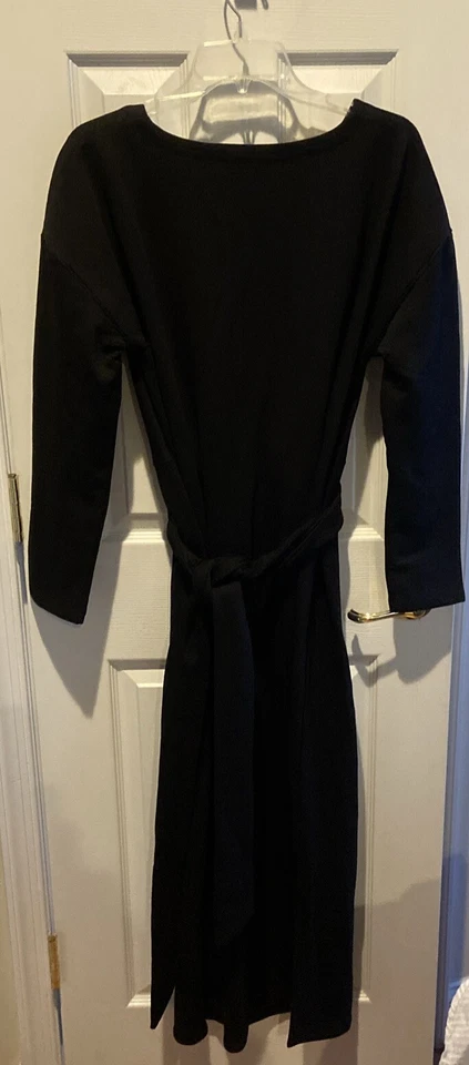Modern Citizen Dress Womens XL Black Long Sleeve Boat Neck Tie Waist Knit Midi - Image 4 of 4