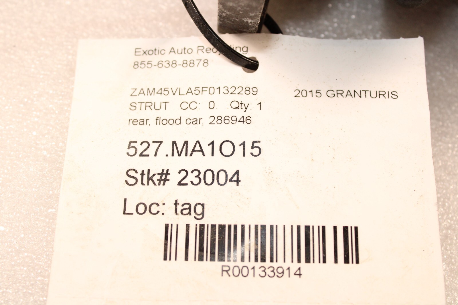 Maserati Granturismo, Rear Shock Absorber, Flood Car, Used, P/N 286946