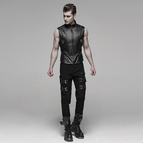 PUNK RAVE ORKUS MEN'S VEST CYBERGOTHIC DARK PUNK FETISH ROCK WY-1107 NEW SIZE XL - Foto 11 di 13
