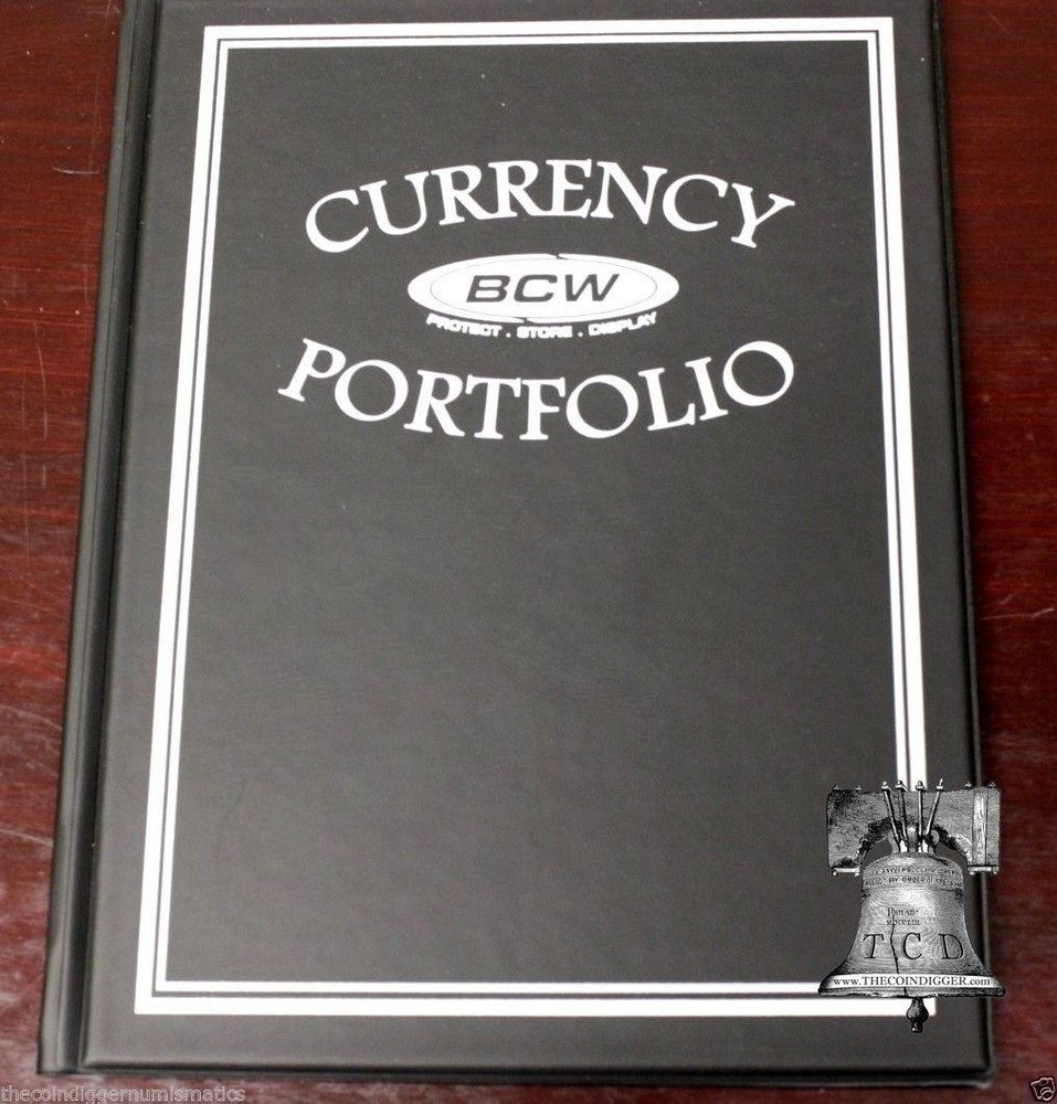 BCW Currency Banknote Portfolio Album 3 Pocket BLACK Holds 30 Bills Holder Book