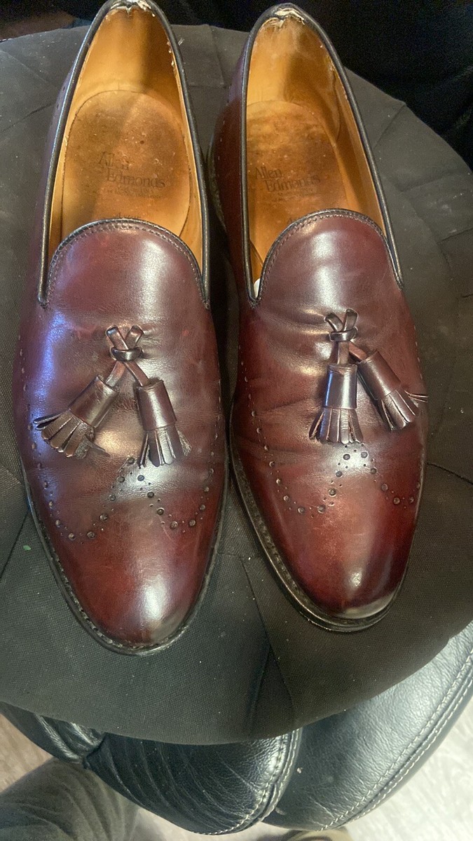 Allen Edmonds Astor Burgundy Calf Punched Tassel Loafers  display picture 2