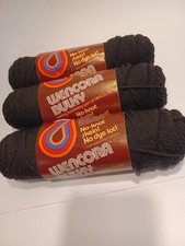 Yarn Black Vintage Wencora Bulky Black Yarn 3 Skeins 3 Ply Worsted Yarn New
