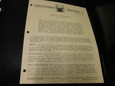Magick Tips & Techniques For Magicians of Magic Bonus Insert December 4 1970