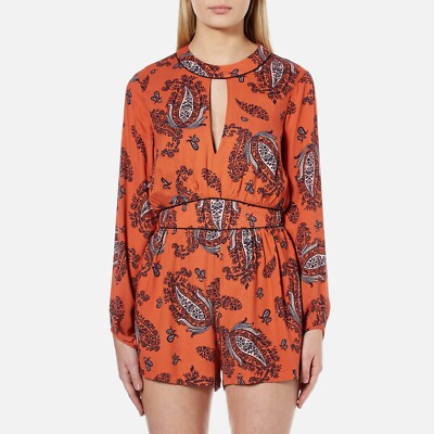 MINKPINK Damen Spice of Life Playsuit / Orange Größe S Langarm Portofrei!