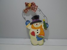 HAND PAINTED WOODEN SNOWMAN 7" ORNAMENT UNBRANDED  CB3328 